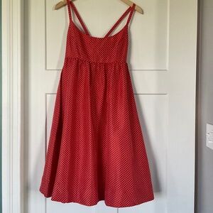 J Crew Silk orange-white polka dots Babydoll Ballerina Dress